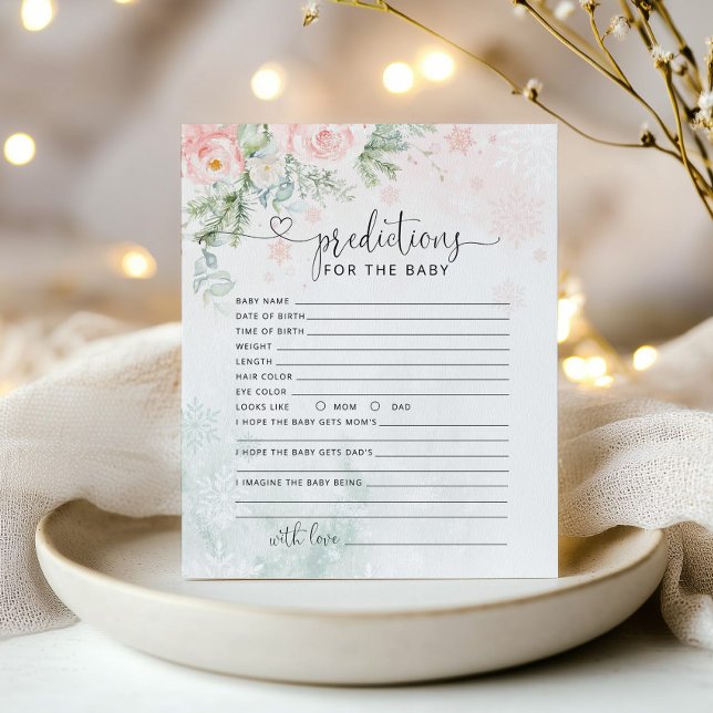 冬のピンクの雪の結晶予測 ベビーカード (クリエイターアップロード済み)