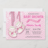 冬のピンクの靴の女の子のベビーシャワーの招待状 招待状 (正面)