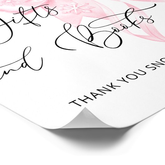 冬のピンクボウ赤ちゃんシャワーギフトブック ポスター (角)