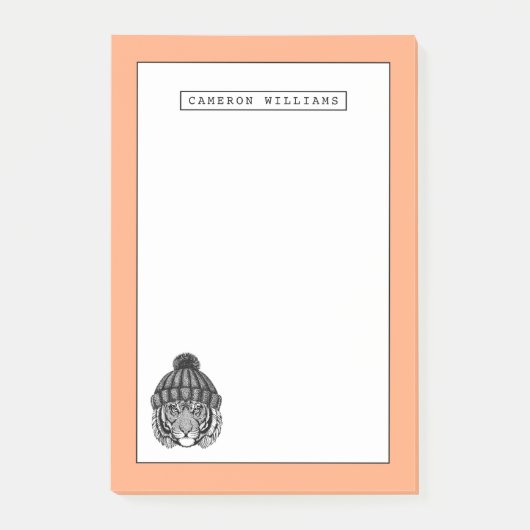 冬のファッションの準備ができたトラは|あなたの名前を加えます ポストイット (正面)