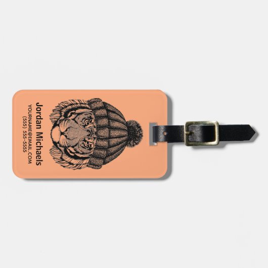 冬のファッションの準備ができたトラは|あなたの名前を加えます ラゲッジタグ (正面横)