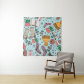 冬のファッションドールスケッチパターン タペストリー (インサイチュ)