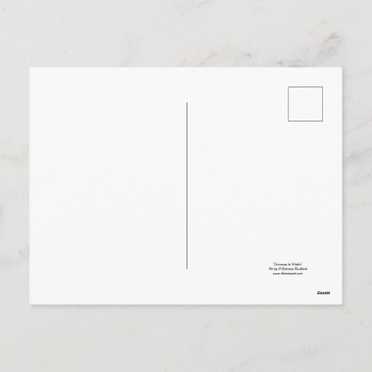 冬のファンタジーの冬の射手の女の子カードへの戸口 シーズンポストカード (裏面)