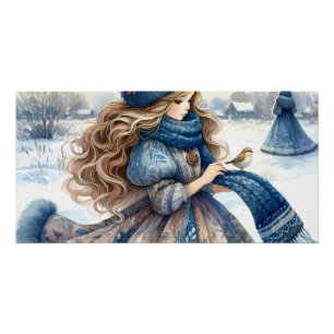 冬のファンタジープリンセスの雪に覆われた童話の土地 ポスター