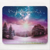 冬のファンタジー星空の風景(名前あり) マウスパッド (正面)