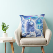 冬のファンタジー（美しいユニコーンと子猫） クッション (椅子)