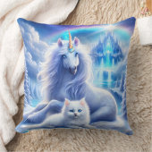 冬のファンタジー（美しいユニコーンと子猫） クッション (ブランケット)