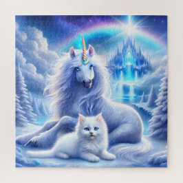 冬のファンタジー(美しいユニコーンと子猫) ジグソーパズル