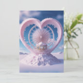 冬のファンタジー: Snowy Miracle 結婚ハート 招待状 (スタンド正面)