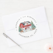 冬のファームテーマの誕生日パーティー サンキューギフト ラウンドシール (封筒)