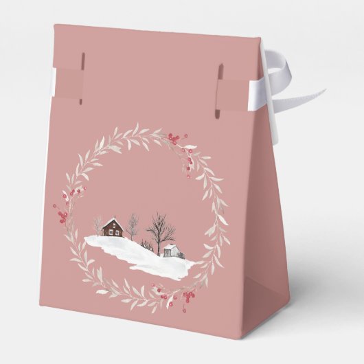 冬のファームハウスクリスマに囲まれたリース フェイバーボックス (裏面サイド)