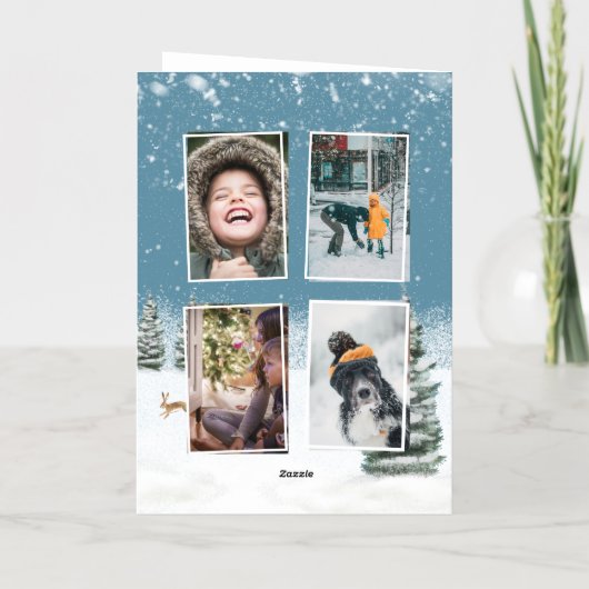 冬のファームハウス雪の水の色4写真 箔シーズンカード (裏面)