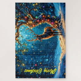 冬のフェスティバルかわいい鹿クリスマスフォレスト ジグソーパズル