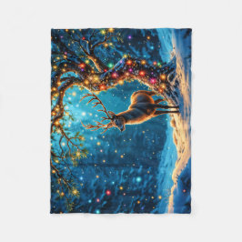 冬のフェスティバルかわいい鹿クリスマスフォレスト フリースブランケット