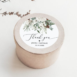 冬のフェスティバルの葉の結婚常緑樹 ラウンドシール