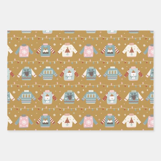 冬のフェスティバルセータースノーフレークスクリスマス ラッピングペーパーシート (正面)