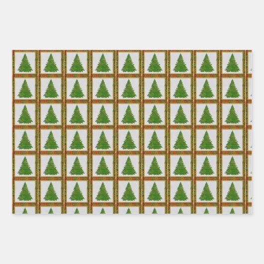 冬のフェスティバル陽気な暖炉の木のクリスマス ラッピングペーパーシート (正面3)