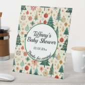 冬のフェスティブパターン ベビーシャワー 台座サイン (インサイチュ)