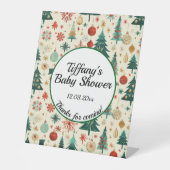 冬のフェスティブパターン ベビーシャワー 台座サイン (正面)