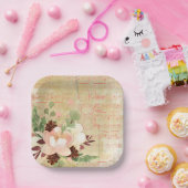 冬のフェミニン花束の赤面ピンクのクリスマス ペーパープレート (パーティー)