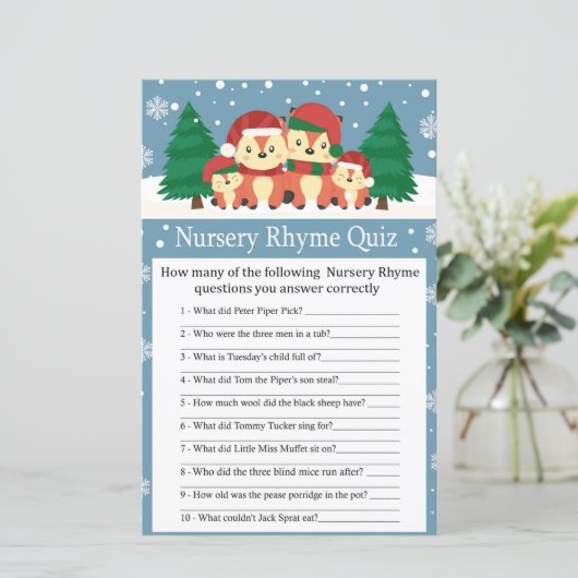 冬のフォックス子供部屋ライムクイズ赤ちゃんシャワーゲーム (スタンド正面)