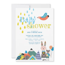 冬のフォークアートベイビーシャワー招待状スカンジナビア