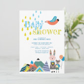 冬のフォークアートベイビーシャワー招待状スカンジナビア 招待状 (スタンド正面)