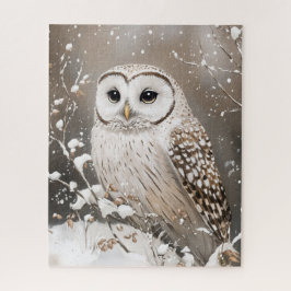 冬のフクロウと雪景色 ジグソーパズル