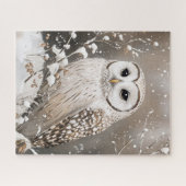 冬のフクロウと雪景色 ジグソーパズル (横)
