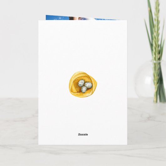 冬のフクロウのクリスマスベビーが写真を期待 案内状 (裏面)