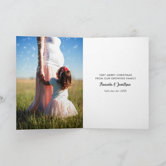 冬のフクロウのクリスマスベビーが写真を期待 案内状 (内部)