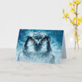 冬のフクロウのグリーティングカード カード (黄色い花)