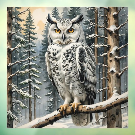 冬のフクロウの窓が閉まる ウィンドウサイン (シート3)