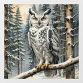 冬のフクロウの窓が閉まる ウィンドウサイン (シート)