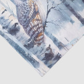 冬のフクロウ　白樺の木　森のデコパージュ 薄葉紙 (詳細)
