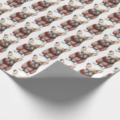 冬のフランスのセーター付きクリスマスブルドッグ ラッピングペーパー (角)