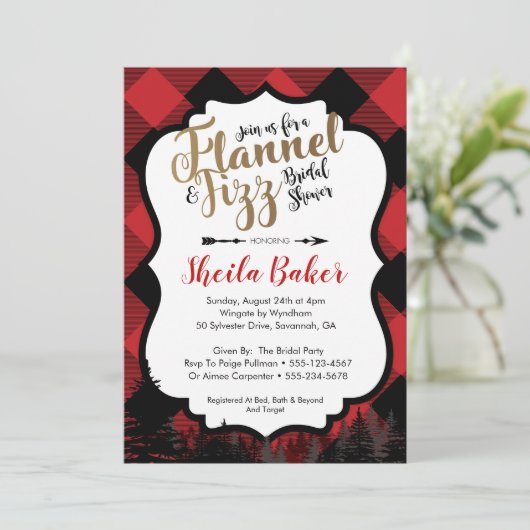冬のフランネルのブライダルシャワーの招待状 招待状 (スタンド正面)
