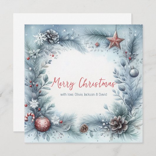 冬のフレームのクリスマス シーズンカード (正面/裏面)