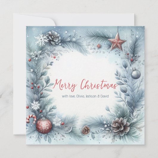 冬のフレームのクリスマス シーズンカード (正面)
