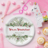 冬のフレーム 冬のリース ブライダルシャワーのお礼 ペーパープレート (パーティー)
