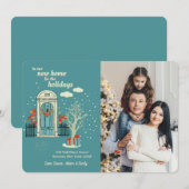 冬のフロントドア写真ホリデーカード 招待状 (正面/裏面)