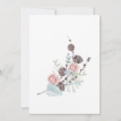 冬のフローラと葉の結婚水色 招待状 (裏面)