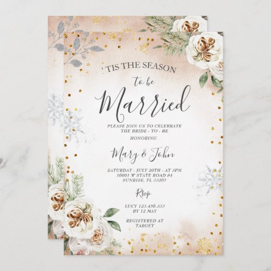 冬のフローラになる結婚した季節だ 招待状 (正面/裏面)