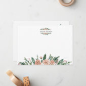 冬のフローラのエレガント緑のモノグラムノートカード ノートカード (正面/裏面インサイチュ)