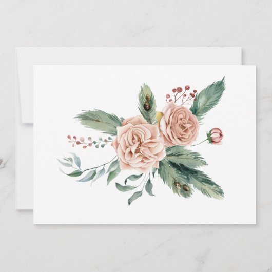 冬のフローラのエレガント緑のモノグラムノートカード ノートカード (裏面)