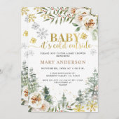 冬のフローラの森，ベビーシャワーの外は寒い 招待状 (正面/裏面)