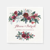 冬のフローラの素朴なブルゴーニュ結婚ーの松 スタンダードカクテルナプキン (正面)