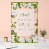 冬のフローラの緑が霜で覆結婚われた歓迎 アクリルサイン (ウェディング)