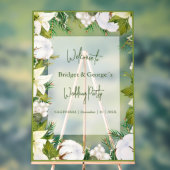 冬のフローラの緑が霜で覆結婚われた歓迎 アクリルサイン (ニュートラル)