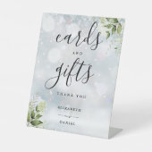 冬のフローラの緑のカードとギフト 台座サイン (正面)